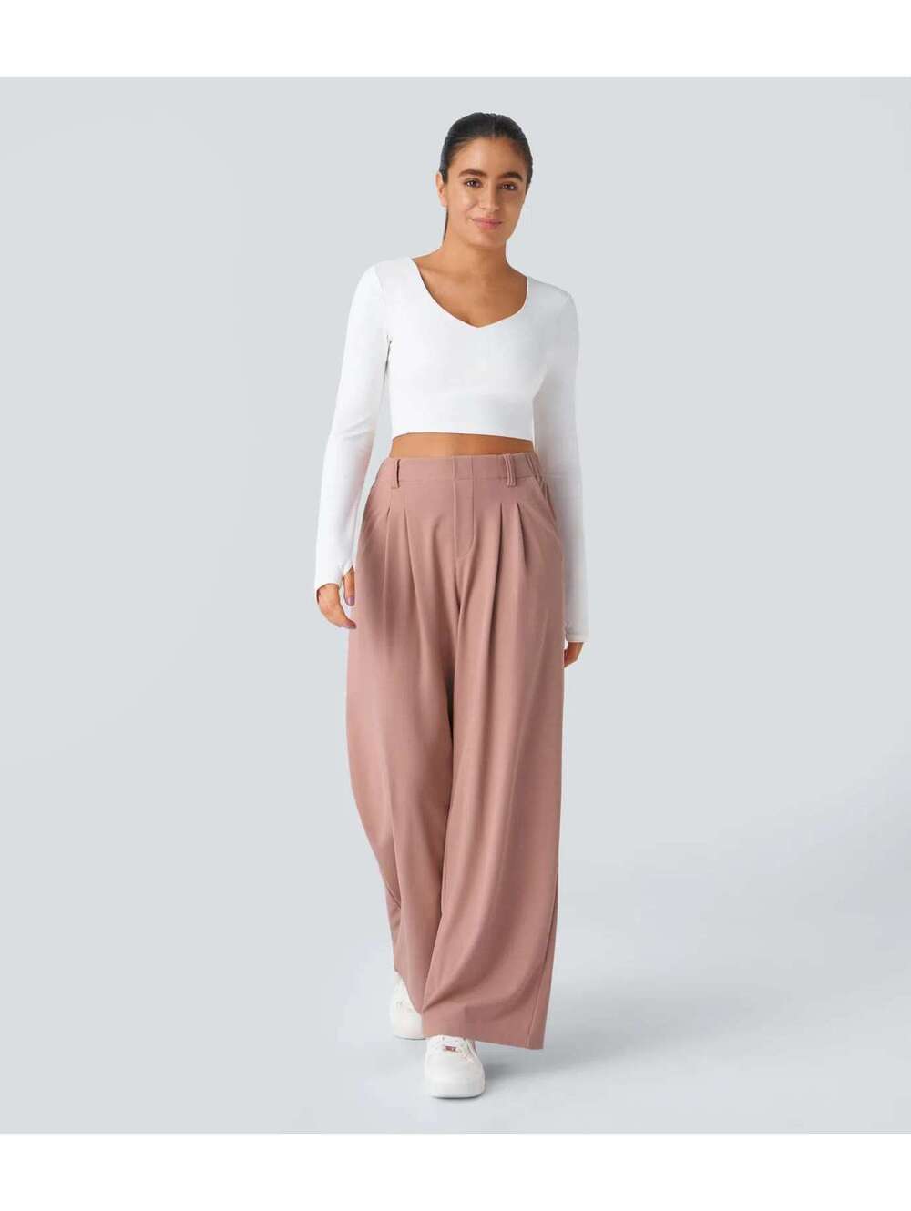 HALARA High Waisted Pocket Wide Leg Waffle Work Pants- M Tall image 2